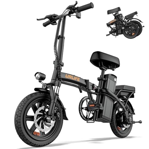 Image of URLIFE 14" Electric Bike, Portable E-bike with 48V 7.5AH Removable Battery 250W Brushless Motor, 60 KM Max Range, Folding Ebike LCD Display, Electric Commuter Bicycle for Adults and Teens