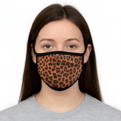 Image of Komonee Adults Face Mask Washable Reusable Trendy Dustproof Leopard Schooln Print Cloth Mouth Cover Covering For Boys Girls Outdoors Indoors Childrens School Protection