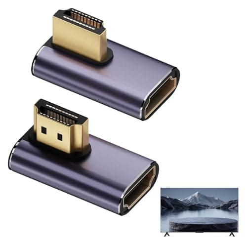 Image of 2 Pack 8k Right Angle Hdmi Adapter,48Gbps Uhd HDMI 2.1 Male to Female Extender Connector,Hdmi 90 Degree Adapter Supports 8K@60Hz 4K@120Hz,90 Degree Hdmi Compatible with HDTV Laptop Computer TV