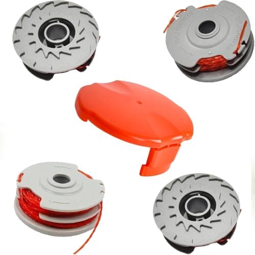 Image of 4PCS Strimmer Spool Line, Φ1.5mm 11m FLY021 513937190 Standard Double Autofeed Nylon Replacement Spools + FLY060 Spool Cover,Compatible with Flymo Contour 500E Mini/Multi/Power Trim Grass Trimmer
