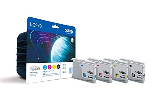 Image of Brother LC-970BK/LC-970C/LC-970M/LC-970Y Inkjet Cartridge, Black/Cyan/Magenta/Yellow, Multi-Pack, Standard Yield, Includes 4 x Inkjet Cartridges, Brother Genuine Supplies LC970VALBP