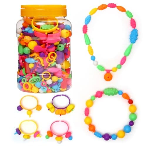 Image of BESKIT 400 Pcs Pop Snap Beads Set, Girls Creative DIY Jewelry Kit for Age 3 4 5 6 7 8 Years Old