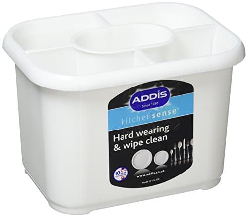 Image of Addis 517615 Plastic Cutlery Drainer Holder White, 14 x 18 x 12.5 cm