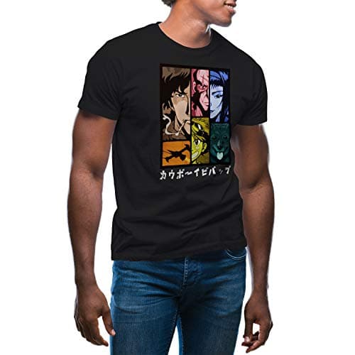 Image of Cowboy Bebop Color Anime Characters TV Men's Black T-Shirt Size L