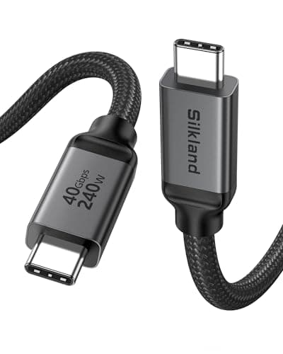 Image of Silkland USB4 Cable for Thunderbolt 4 Cable 2M 40Gbps, Compatible with USB C 3.2 Gen 2, 8K@60Hz, PD3.1 240W 48V/5A USB C for iPhone 16/Pro/Pro Max, MacBook Pro, iPad Pro, Docking, Display, Monitor