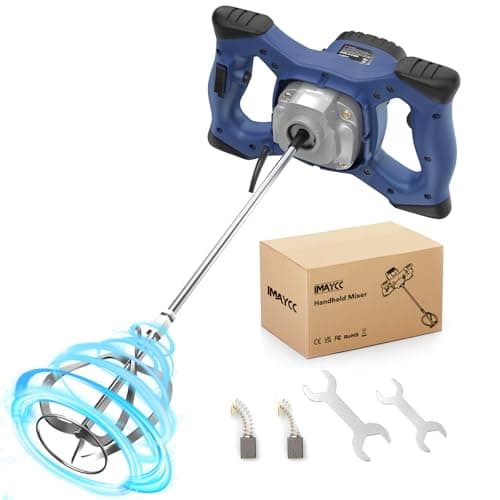 Image of IMAYCC Portable Concrete Cement Mixer 2100W Electric Paddle Mixer Adjustable 6 Speed Handheld Plaster Grout Paint Thinset Mortar Paddle Mixer Drill Mixer Stirring Tool (Blue）