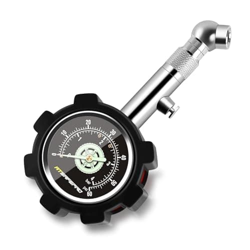 Image of ATsafepro Tyre Pressure Gauge UK 4 bar 60 psi,Car Tyre Pressure Checker Certified ANSI B40.1 Accurate with Large 1.5" Glow Dial, Professional Mechanical Tire Gauge Meter for Motorcycles,Cars,Trucks