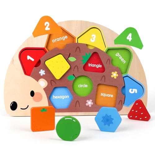 Image of Montessori Toddler Toys for 1 2 3 Year Old Boys Girls,Wooden Puzzles Jigsaw for 1-2 Year Old Boy Educational Toys -Learning Colour Sorting Toys Gifts for 1-2-3 Year Olds Girls Boys Peg Board Toy