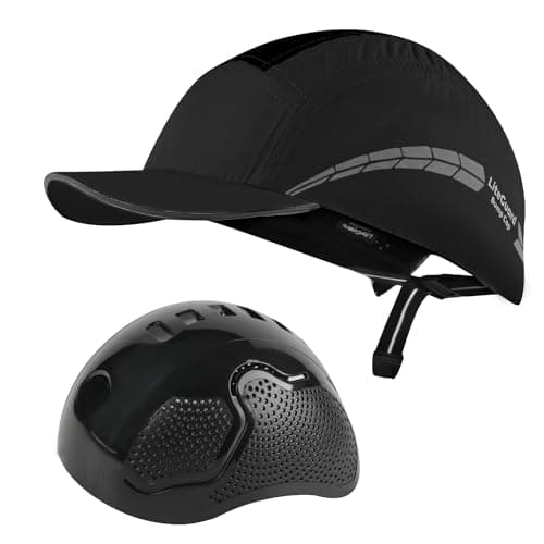 Image of HEARMOR Lightweight Bump Cap with Reflective Stripes, Breathable Baseball Cap Style, Head Protection Hard Hat for Men and Women, Black