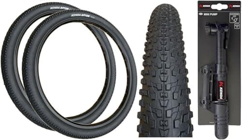 Image of Kenda APTOR 27.5 x 1.95 BLACK Mountain Bike TYRES K-1153 (PACK OF 2) + MINI PUMP