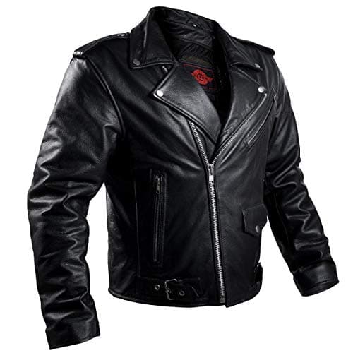 Image of Alpha Black Leather Motorcycle Jacket – Motorcycle Armour with Genuine Biker CE Armor for Shoulder, Back & Elbows, Mens Biker Jacket for All Season with Concealed Carry | Small (Black)