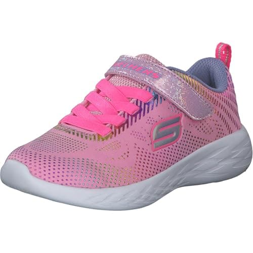 Image of Skechers GO RUN 600 SHIMMER SPEEDER, Girl's GO Run 600 Shimmer Speeder Trainers, Pink (Light Pink Mesh/Multi Foil Trim Lpmt), 12.5 Child UK (31 EU)