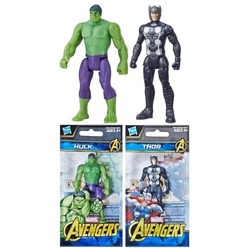 Image of Toptoys2u Bargain Bundles Marvel-Avengers Miniature Articulated 9.5cm Toy Action Figures Bundle - Pack of 2 - Hulk & Thor