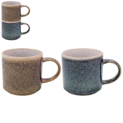 Image of Lesser & Pavey Elements Reactive Glaze Mugs Set of 2 | Stylish Tableware for Home Use | Coffee Cups for Every Occasion | Ideal Mens and Birthday Gifts - LP73791, Mottle
