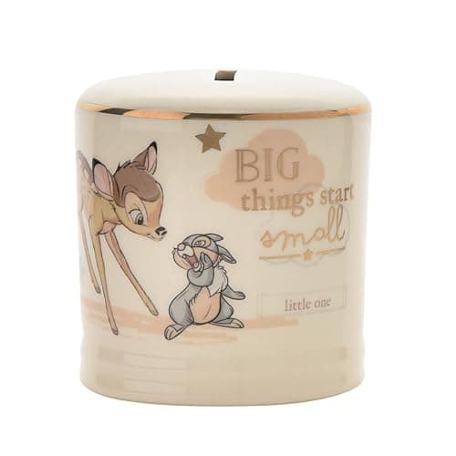 Image of Widdop & Co - Disney Magical Moments Ceramic Money Box - Bambi - Officially Licenced Merchandise - Home Decor & Piggy Bank for Children/Kids Bedroom Gifting. H: 8.5cm x W: 8cm x D: 8cm.