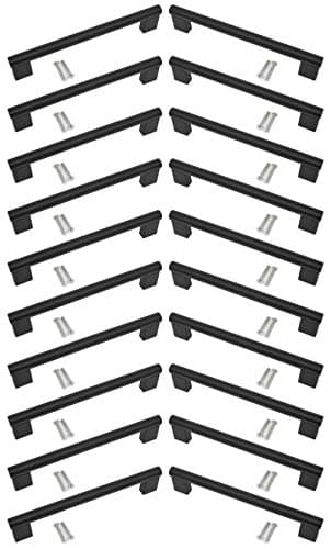 Image of Kitchen Cupboard Cabinet Keyhole Boss Bar Door Handle Knob Black Matt Finish (20, 160mm Hole Centres)