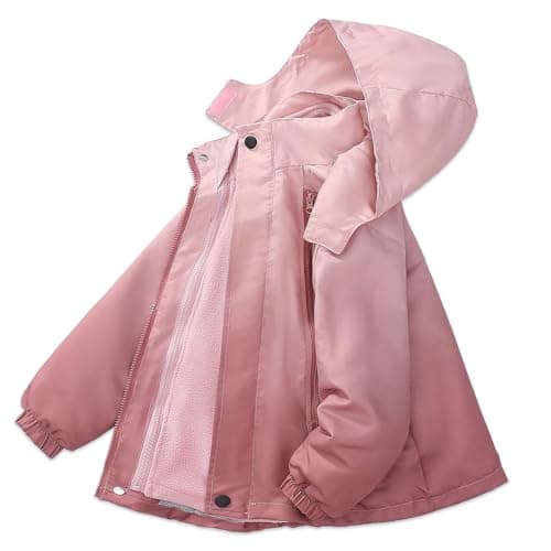 Image of Exemaba Kids 3 in 1 Waterproof Jacket, Girls Winter Rain Coats with Detachable Fleece Lining & Hood for Walking, Hiking, Travelling(Pink, 170/13 Years)