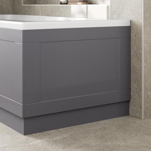 Image of Affine® Traditional 700 End Panel MDF Bath Panel 15mm, Wooden Panels for Bathroom Baths Soaking Tubs, Adjustable Plinth, Easy to Cut, Grey Gloss