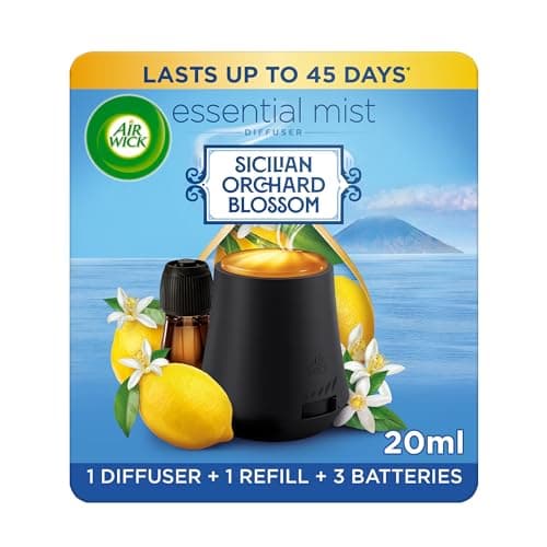 Image of Air Wick Essential Mist Diffuser Kit, Sicilian Orchard Blossom, 1 Device & 1 Refill (20ml), Natural Essential Oils, Last up to 45 Days, Air freshener
