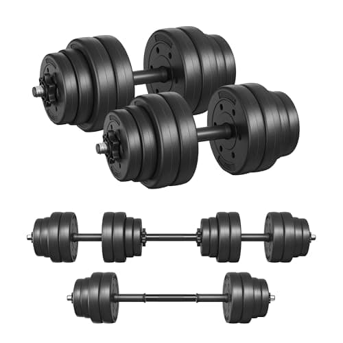 Image of SONGMICS 2 in 1 Dumbbell Set Short Barbell with Steel Connecting Tube, 2 x 15 kg, Training, Fitness, Weight Lifting for Home, Gym, Black Ink SYL30HBK