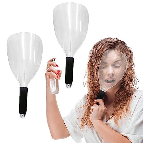 Image of 3Pcs Face Shield for Hairspray, Handheld Hairspray Face Shield, Pro Barber Faces Shield, Reusable Faces Protective Cover for Hairdressing Hair Stylist Cutting Du-st Makeup Protector(COLOR:Transparent)