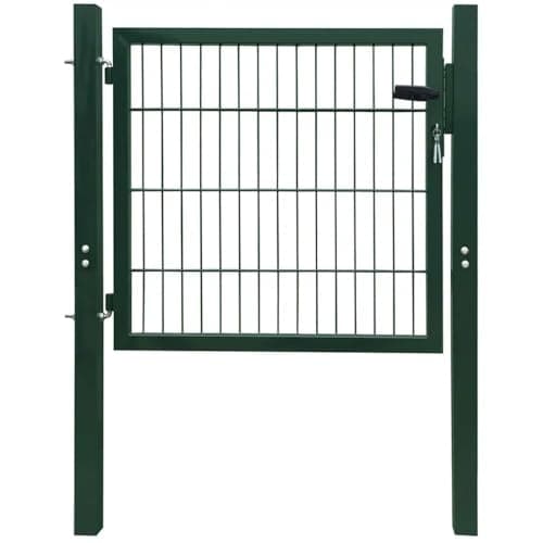 Image of vidaXL 2D Single Fence Gate - Green - Contemporary Steel Design - 106 x 130 cm | Heavy-Duty Lock System, 2 Keys Included | Easy Installation with Sturdy Hinges | Ideal for Garden, Patio, Terrace