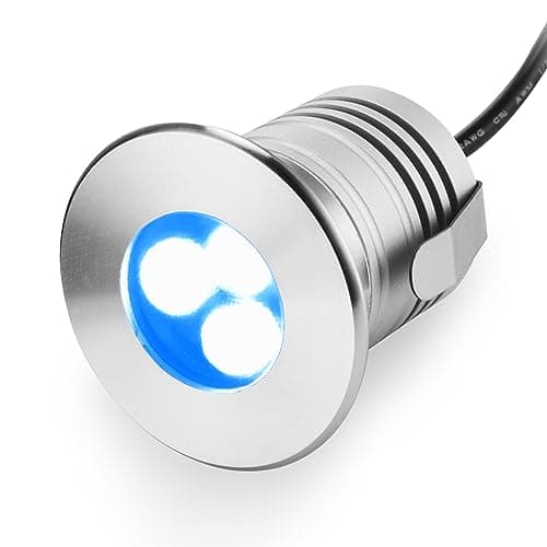 Image of CNBRIGHTER LED Underwater Pool Lights, 3W,12V-24V DC, IP68 Waterproof,Stainless Steel Aluminum,for In-Ground Swimming Pools Steps Ponds Fountains (Blue)