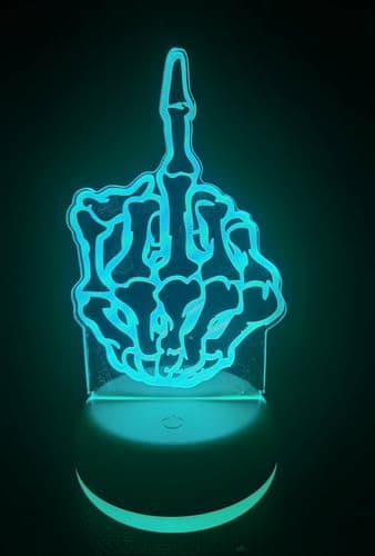 Image of Funny Skeleton Hand 3D Lamp Trick Gift, LED Finger Desk Ornament Lamp Home Decor– Hilarious Friend Pranks & Punk-Style Birthday Birthday Gift for Men Boys
