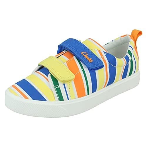 Image of Clarks Unisex Kids City Bright Low Top Sneakers, Blue Navy Canvas Navy Canvas, 5 UK Child