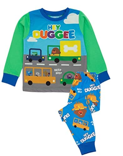 Image of Hey Duggee Boys Pyjama Set | Childrens Green Loungewear T-Shirt & Pants PJ Bundle | Duggee and Friends | Long Sleeve Tee Long Leg Bottoms Clothing Pajama | Cosy Nightwear Merchandise Gift for Kids