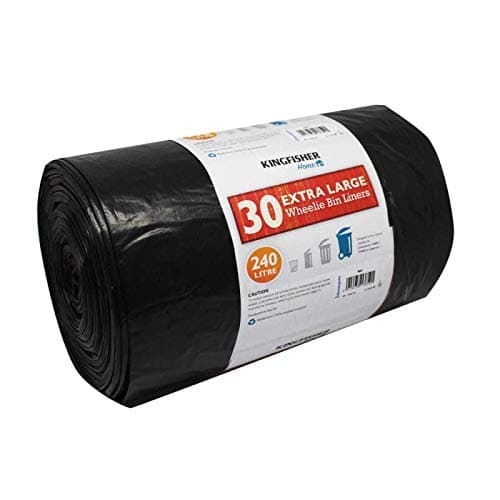 Image of Kingfisher BB3 240 Litre Quality Wheelie Bin Bag Dustbin Liners/Refuse Sacks Black (2 x 30 Bags)