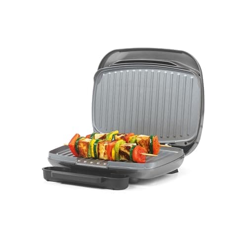 Image of Salter EK4366 Cosmos Electric Health Grill - Non-Stick Griddle Plate & Panini Press, Large Sandwich Toaster, Drip Tray, Automatic Temperature Control, Compact, Indoor Cooking With Little To No Oil