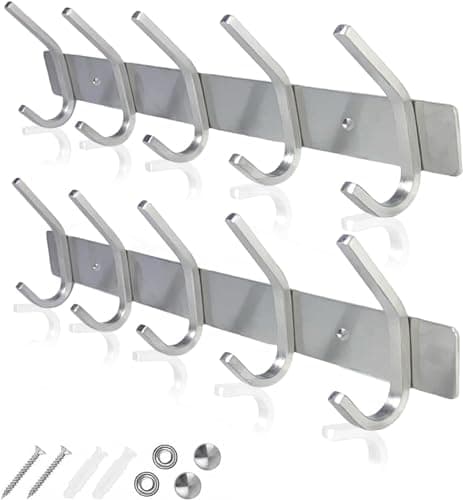 Image of GlazieVault Coat Racks - Stainless Steel Coat Hooks (2 Pack) - Heavy Duty Wall Mounted Hooks
