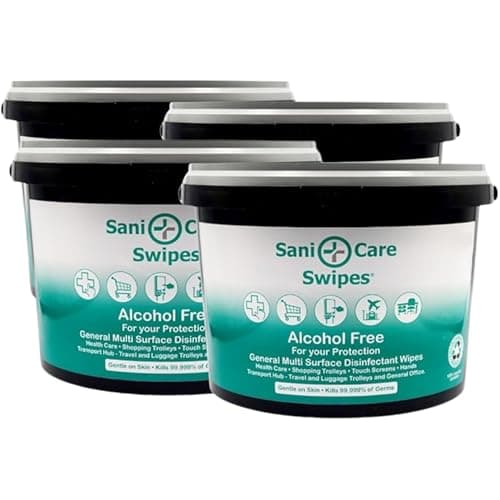 Image of 4 x 750 Premium Disinfectant Bulk Wipes – Sani Care Antibacterial Wipes for Retail and Travel Industries – Ideal Sanitising & Hygiene for Trolleys, Touch Screens and All Surface Sterilising