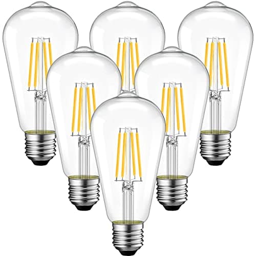 Image of ANWIO Antique 4W ST64 Squirrel Cage Filament Bulb, Pear Retro E27 Led Edison Bulbs,Industrial Decorative Vintage Light, 40W Equivalent,Warm White 2700K,470Lm, Non-dimmable, (6 PCS)