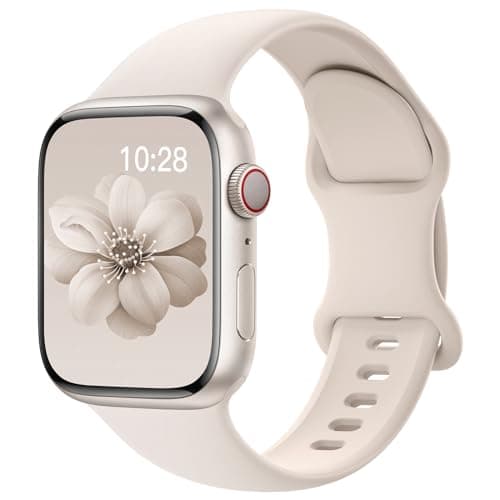 Image of Yoohoo Soft Silicone Strap Compatible with Apple Watch Straps 38mm 40mm 41mm 42mm 44mm 45mm 46mm 49mm Women Men,Sport Replacement Bands for iWatch Series 11 10 9 8 7 6 5 4 3 2 1 SE Ultra,Starlight