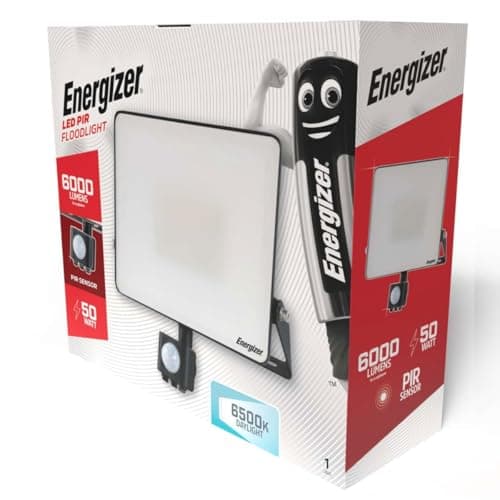 Image of Energizer 50W LED PIR Sensor Floodlight, 6000 Lumen, Daylight. LED Hightech Technology.