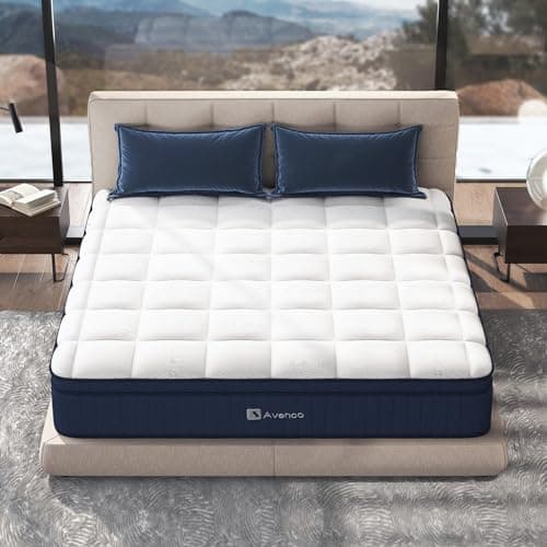 Image of Avenco Double Mattress, 8.7 Inch Bamboo Foam Pocket Sprung Mattress double, Luxury Breathable Tencel Fabric Innerspring Hybrid Mattress, 4ft 6 Mattress, CertiPUR-US Certifie, 135x190x22cm