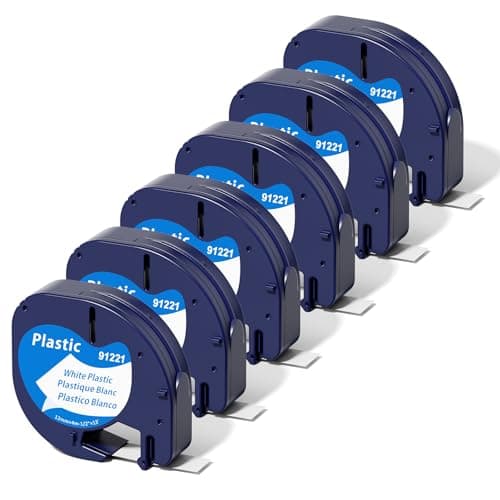 Image of Replacement for Dymo Label Tape A91221 91201 S0721610 Letratag Plastic Label Maker Refills 12mm x 4m for Dymo Letra tag LT-100H LT-100T LT-110T QX50 XR 200B XM 2000, 6-Pack