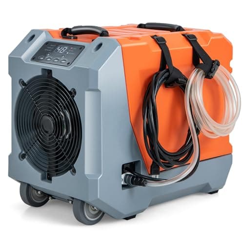 Image of COSTWAY 85L/Day Commercial Dehumidifier, Industrial Air Dehumidifiers Building Dryer with Pump, 24H Timer, Auto Defrost, Memory Starting, Drain Hose, Wheels & Handle, Air Circulation 350 m3/h (Orange)
