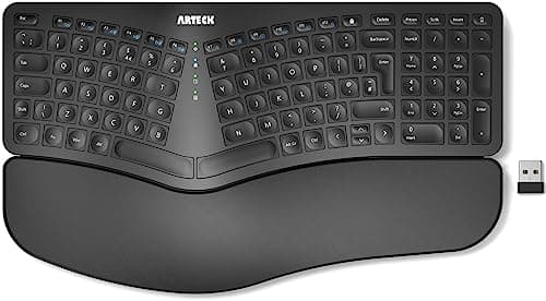 Image of Arteck Split Ergonomic Keyboard with Cushioned Wrist and Palm Rest, 2.4G USB Wireless Comfortable Natural Ergonomic Split Keyboard, for Windows Computer Desktop Laptop
