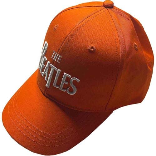 Image of The Beatles Baseball Cap White Drop T Band Logo Official Orange One Size