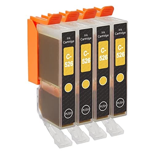 Image of Go Inks C-526Y Compatible Yellow Ink Cartridge to replace Canon CLI-526Y for use with Canon PIXMA Printers (Pack of 4), High Capacity