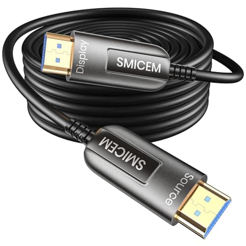 Image of SMICEM 8K HDMI Fibre Optic Cable 50M Optical HDMI 2.1 Cable 48Gbps Ultra High Speed 8K @ 60Hz 4K @ 120Hz Dynamic HDR eARC Dolby HDCP 2.2&2.3 for HDTV/Projector/Home Cinema/TV Box