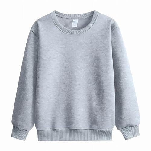 Image of Yufennie Kids Fleece-Lined Sweatshirt | School Uniform Jumper for Boys & Girls Grey