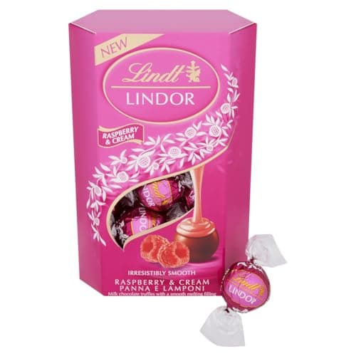 Image of Lindt Lindor Raspberry and Cream Chocolate Truffles – 200g Box (Approx. 16 Balls) – Smooth Filling – Gift, Birthday, Congratulations Treat