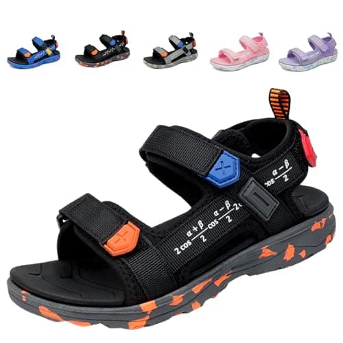 Image of Fadezar Boys Girls Sandals for Kids Sports Outdoor Sandals with Adjustable Strap Open Toe Summer Footwear Black UK 13 (CN 30)