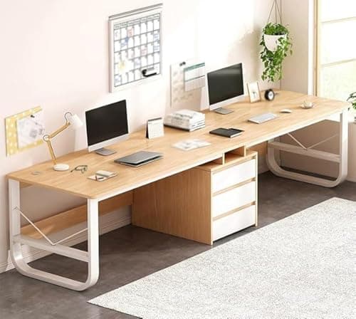 Image of Computer Desk for Two Person Gaming Desk for 2 Person 200-240Cm Double Workstation Desk with 3 Drawers for Living Room Office A,240CM