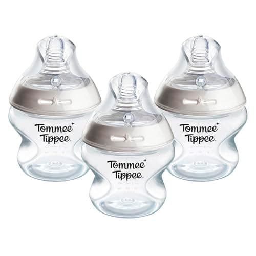 Image of Tommee Tippee Baby Bottles, Natural Start Anti-Colic Baby Bottle with Extra-Slow Flow Breast-Like Teat, 150ml, 0m+, Self-Sterilising, Baby Feeding Essentials, Pack of 3