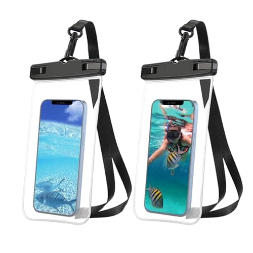 Image of MEgegulo Waterproof Phone Pouch - 2 Pack IPX8 Waterproof Phone Pouch Case, Swimming Dry Bag with Clip Strap for iPhone 15 14 13 12 11 Pro Max Plus Mini, Xs XR, Samsung S23 Up to 7” - Transparent